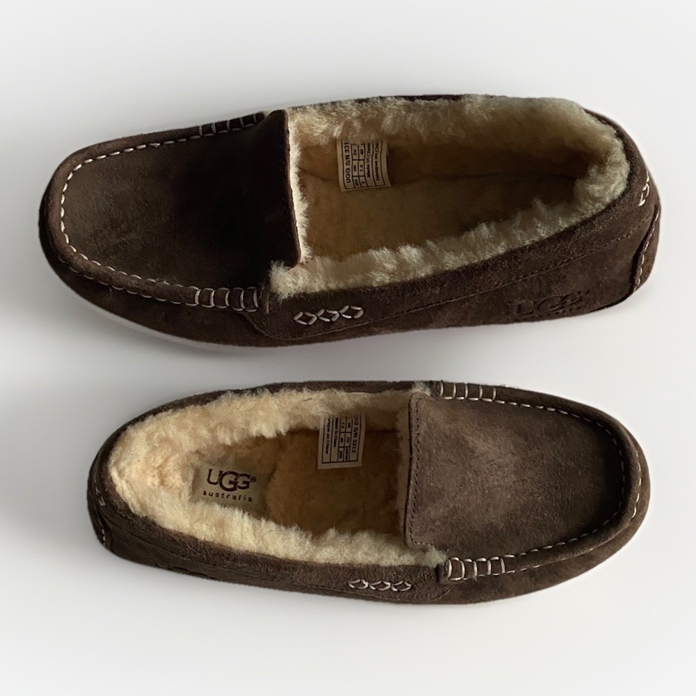UGG Ascot Moccasin Slipper Men's Sz 9 Brown Suede Shearling Slip-on Grandpacore